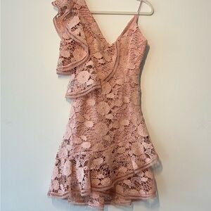 Sistaress  Lace Pattern Floral Formal Dress Light Blush Salmon Pink mini Size XS